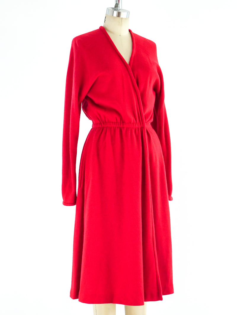 Halston Red Cashmere Wrap Dress